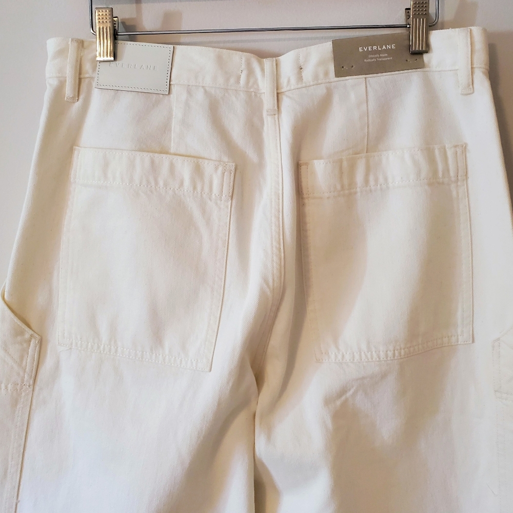 NWT Everlane The Carpenter Jean Relaxed Wide Leg Patch Pockets In Bone Size 30 - Picture 9 of 16